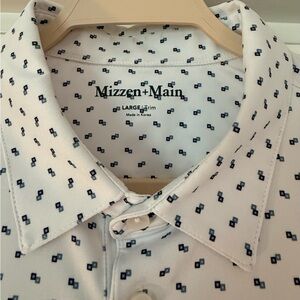 Mizzen+Main White and Blue Men's Performance Golf Shirt